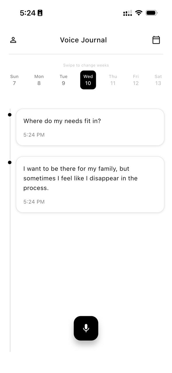 Voci Voice Journal - Welcome Screen with Recording Limit