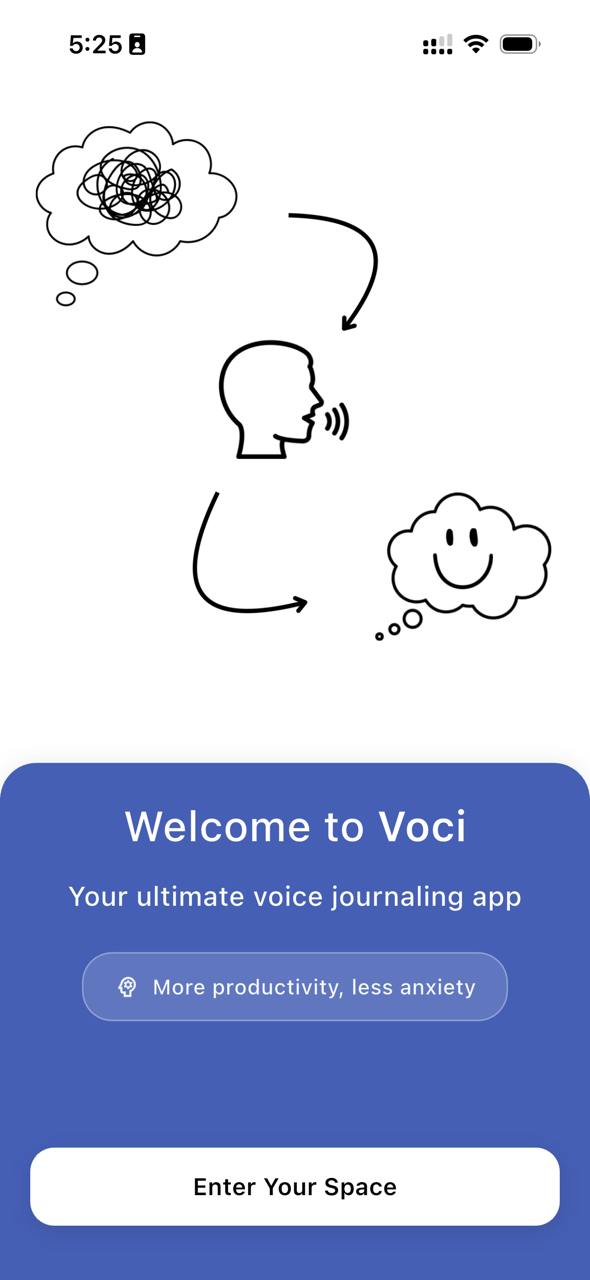 Voci Voice Journal - Main Interface with Journal Entries